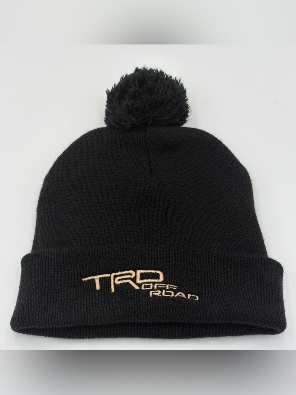 TRD Beanie, Toyota TRD Knitted Hat, TRD Embroidered Beanie Pom Black